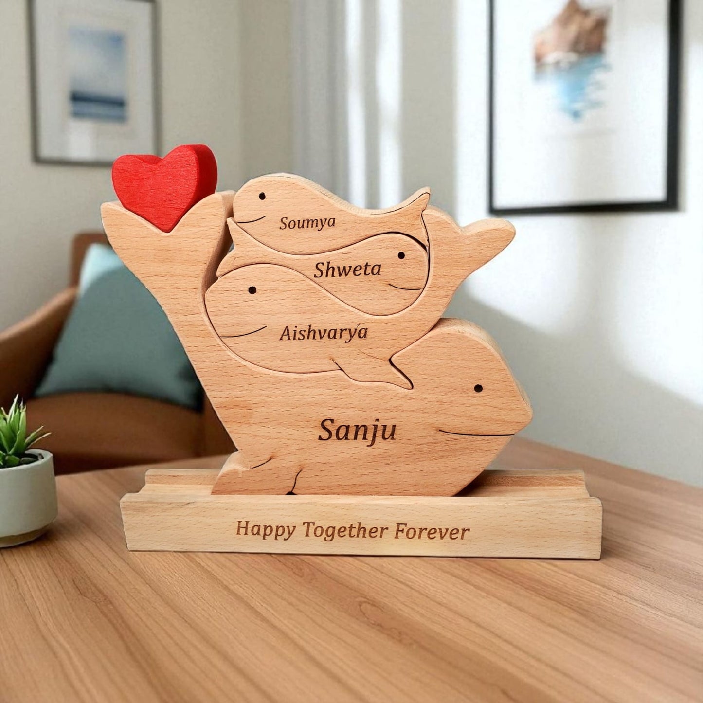 Wooden Whale Family Puzzle