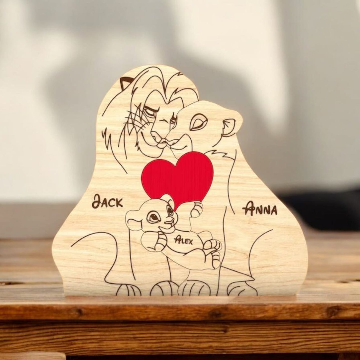 Wooden Lion Family Puzzle