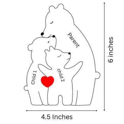 Wooden Bear Parent with kids puzzle
