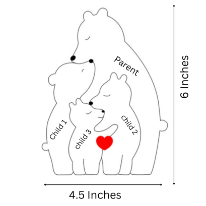 Wooden Bear Parent with kids puzzle