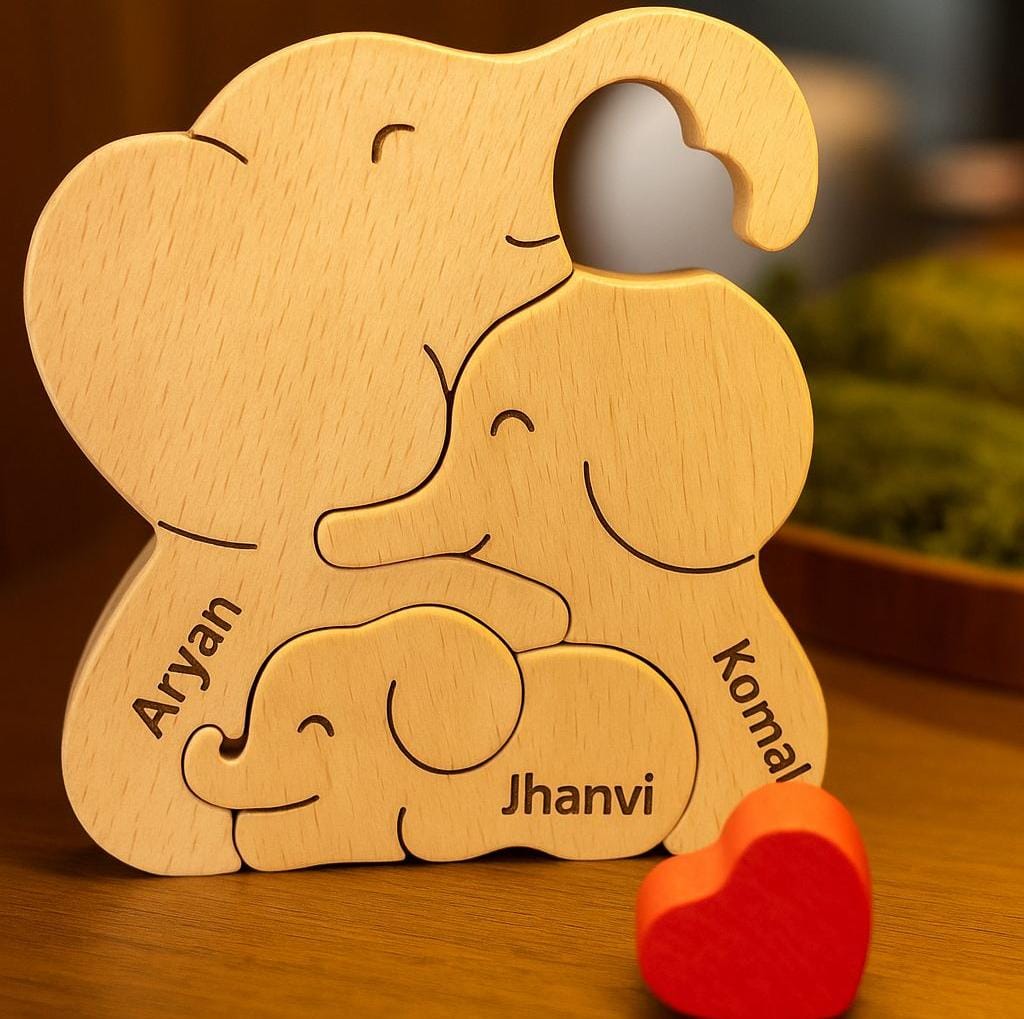 Wooden Elephant Family Puzzle