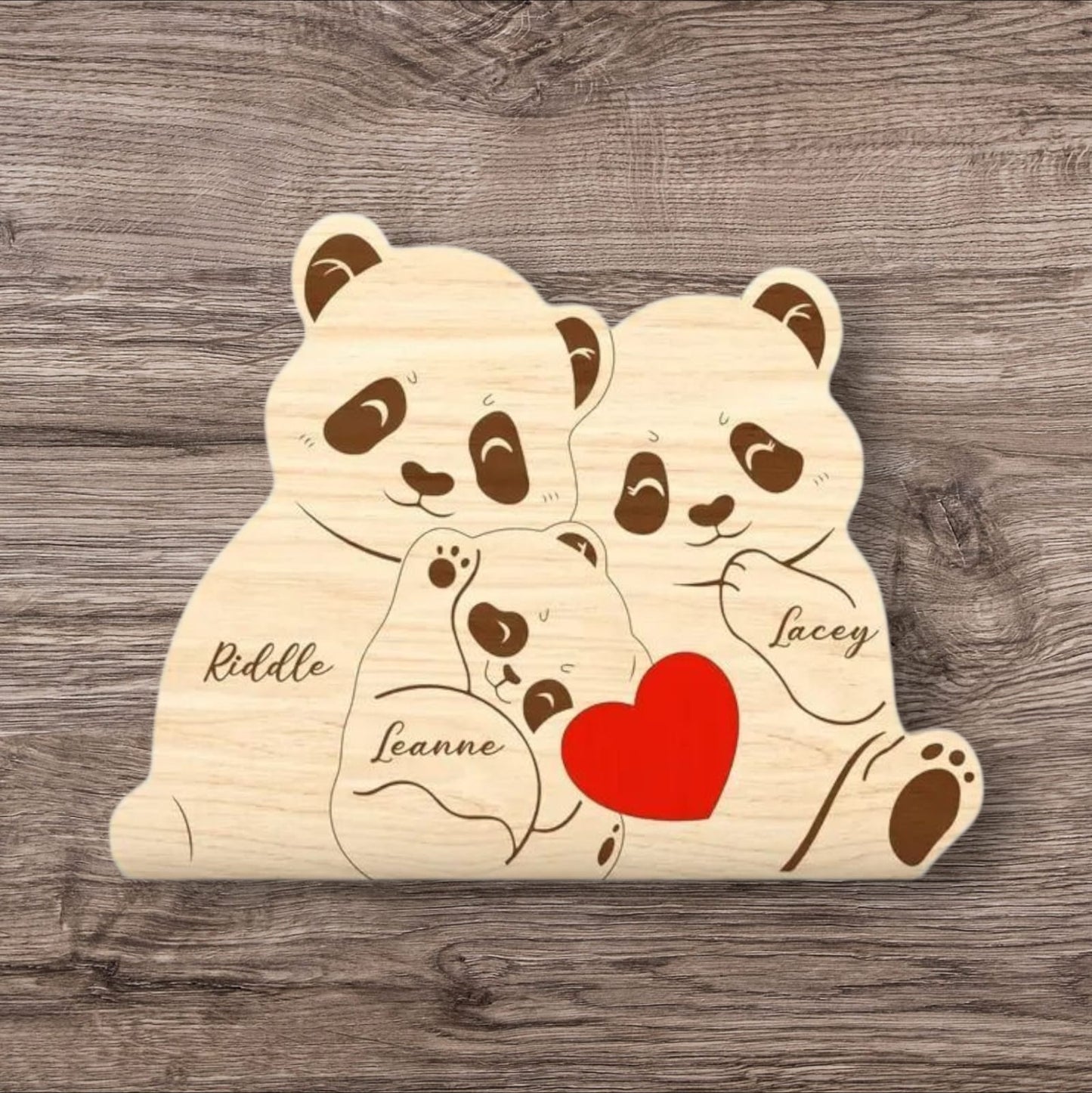 Wooden Panda Family puzzle