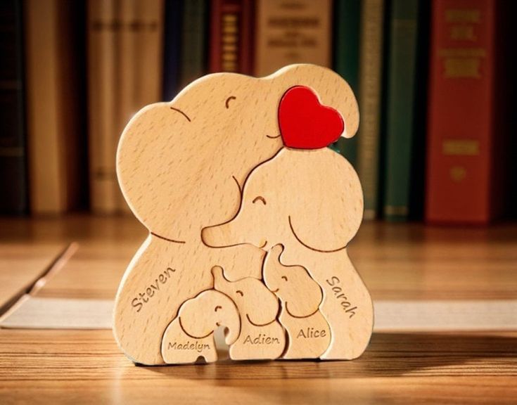 Wooden Elephant Family Puzzle