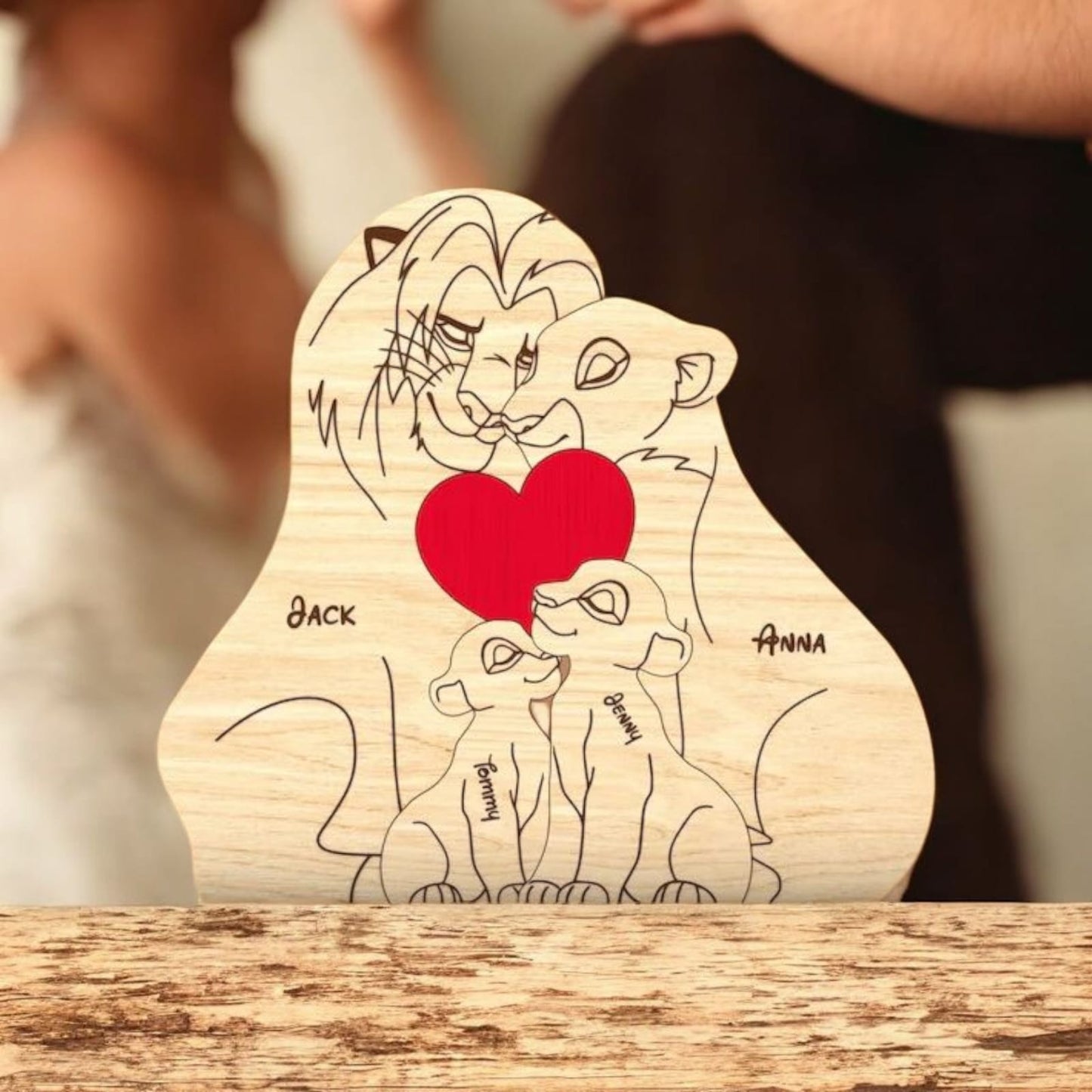 Wooden Lion Family Puzzle
