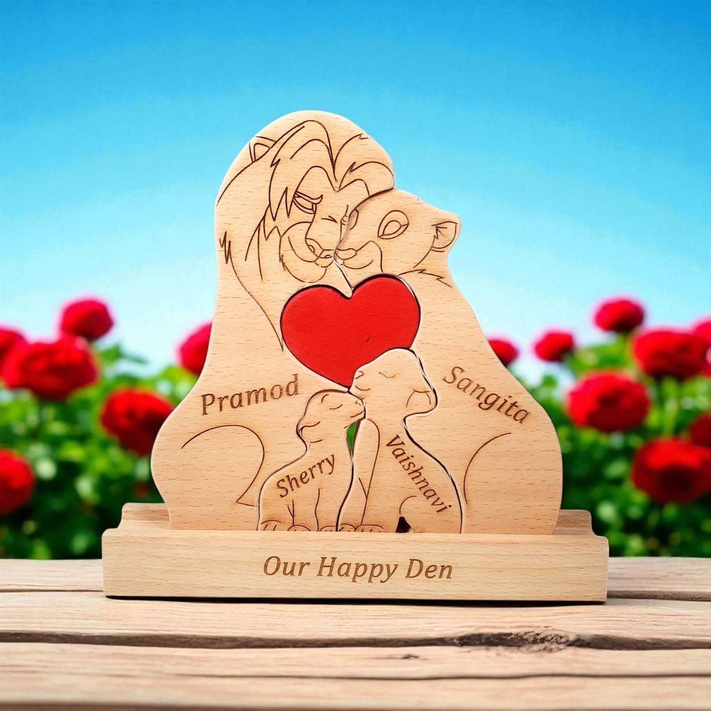 Wooden Lion Family Puzzle
