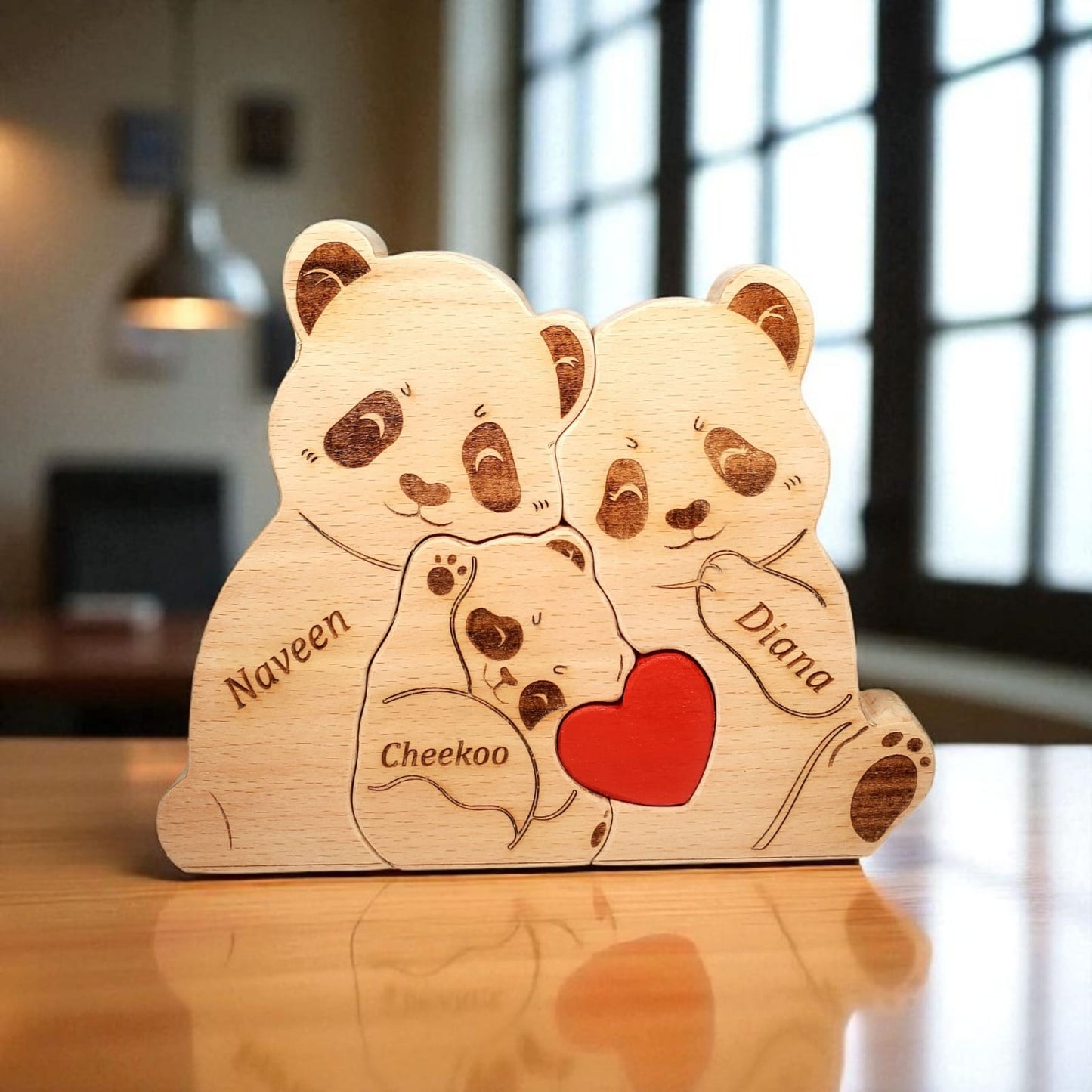 Wooden Panda Family puzzle