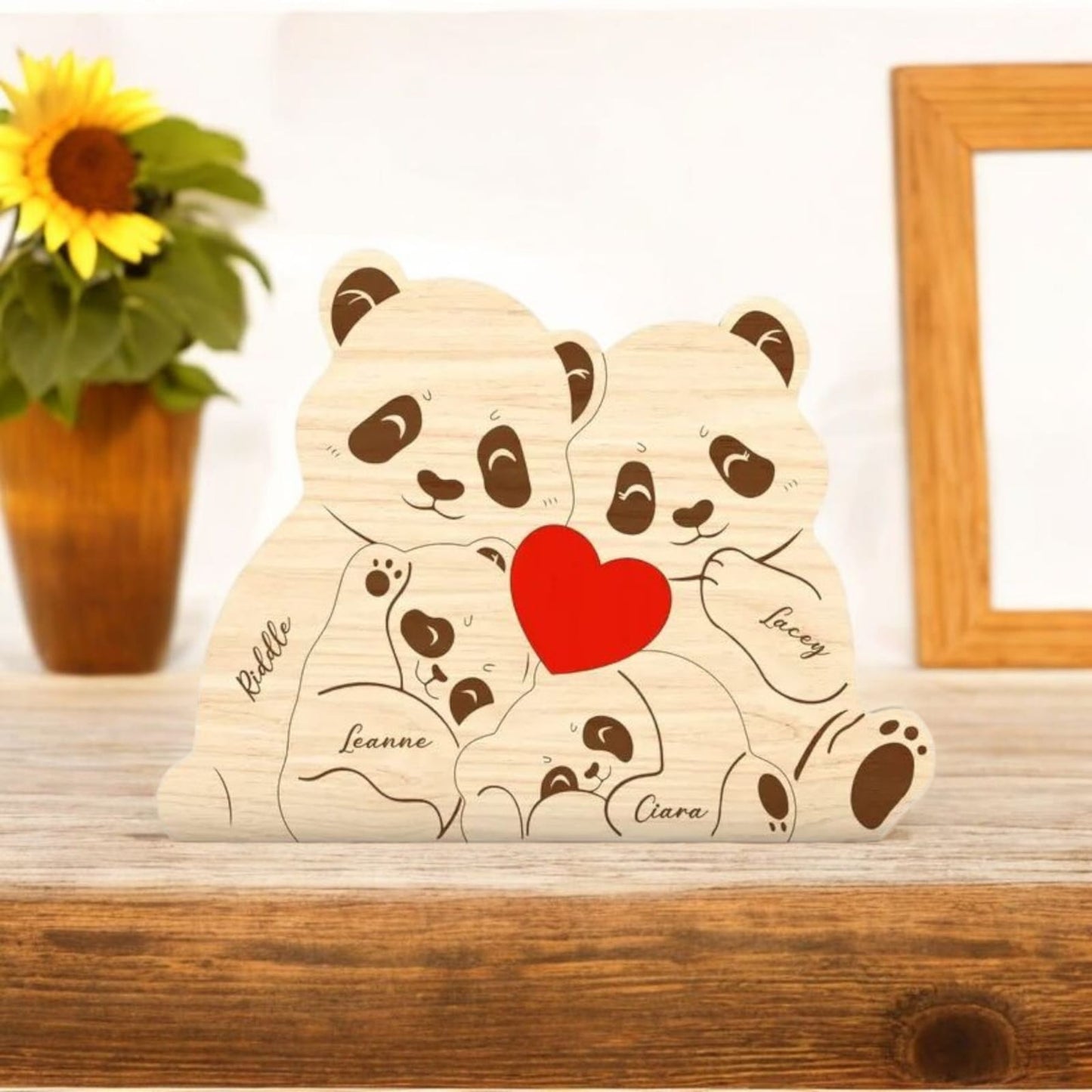 Wooden Panda Family puzzle