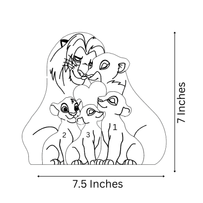 Wooden Lion Family Puzzle