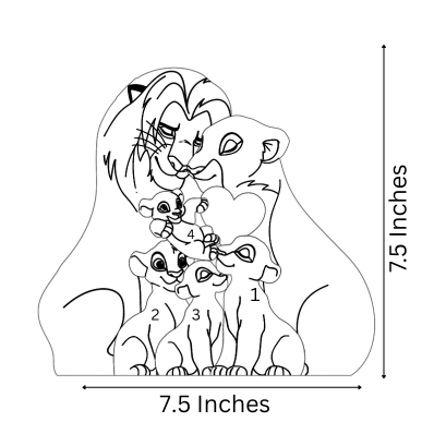 Wooden Lion Family Puzzle