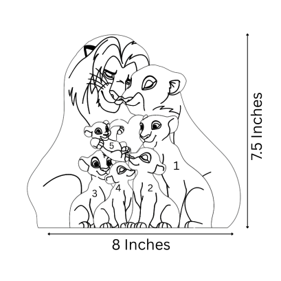 Wooden Lion Family Puzzle