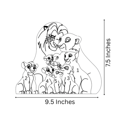 Wooden Lion Family Puzzle