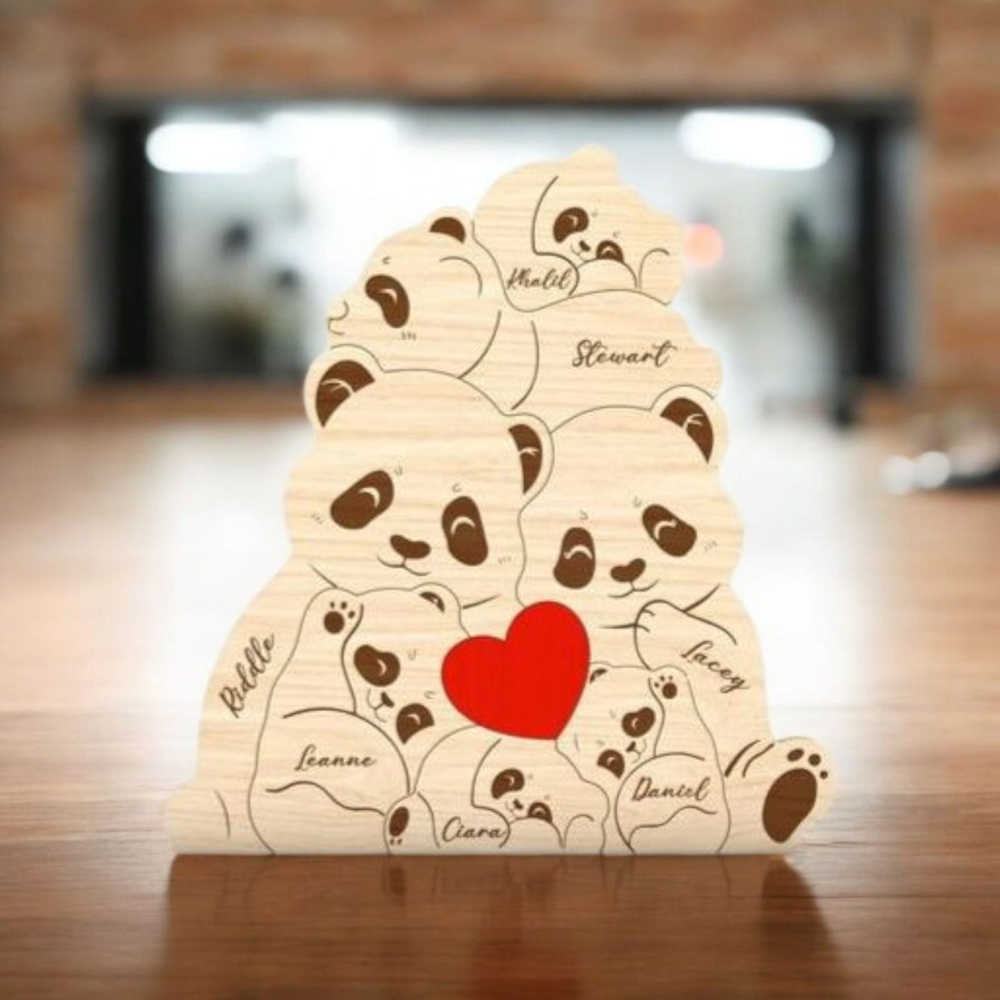 Wooden Panda Family puzzle