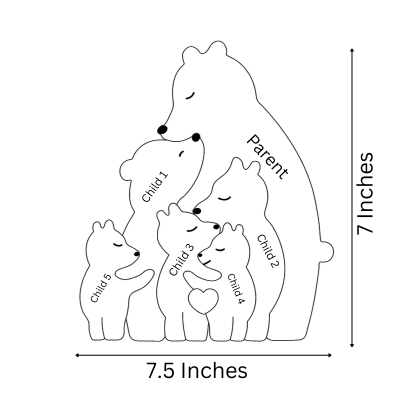 Wooden Bear Parent with kids puzzle