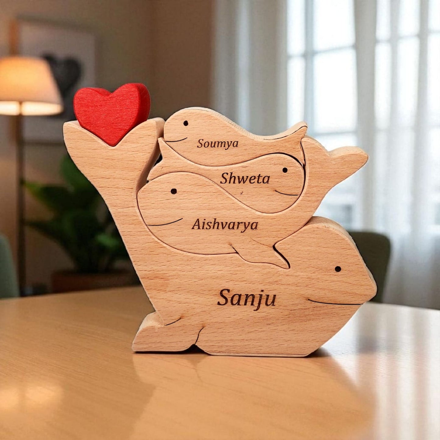 Wooden Whale Family Puzzle