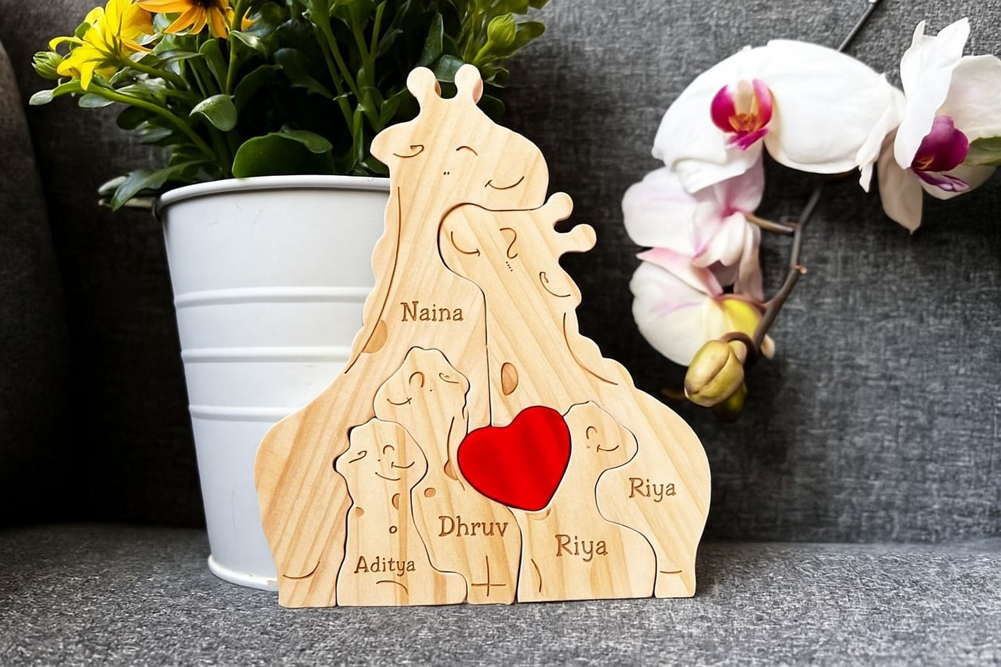 Wooden Giraffe Family Puzzle