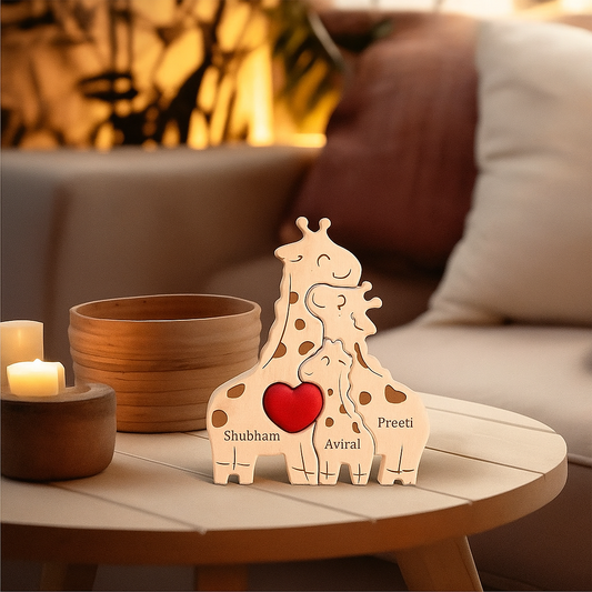 Wooden Giraffe Family Puzzle