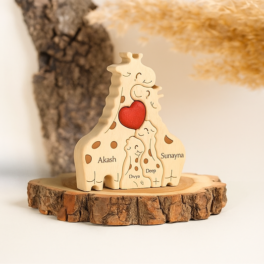 Wooden Giraffe Family Puzzle