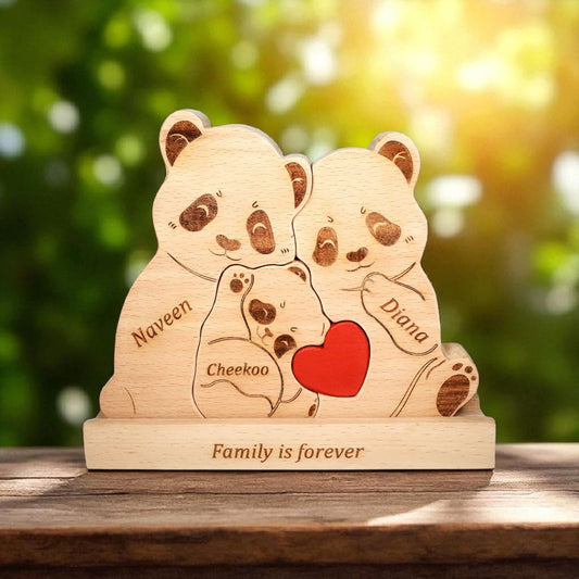 Wooden Panda Family puzzle