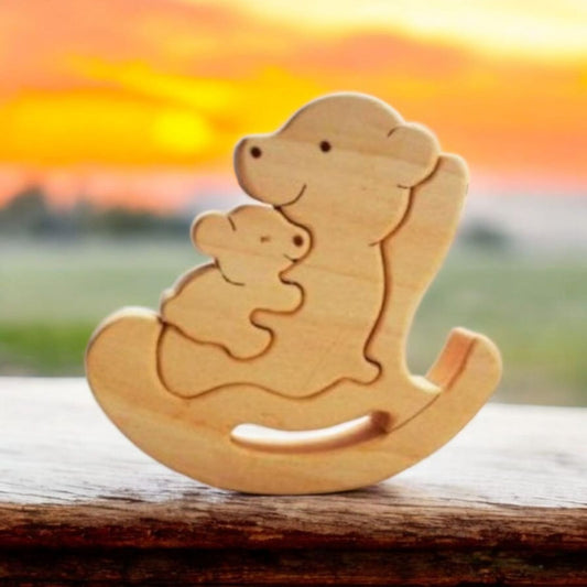 Wooden Parent with Baby on a rocking chair Puzzle
