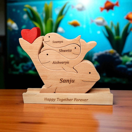 Wooden Whale Family Puzzle